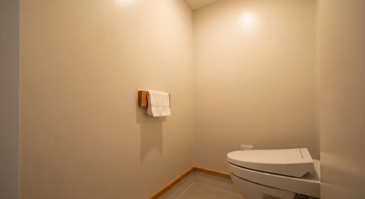 白い便器と手洗いを備えた清潔なトイレ空間